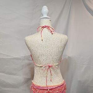 Lilly Pulitzer Pink and Orange Printed Halter Bikini Top